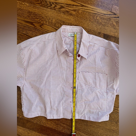 KOTN Striped Button-Up Cropped Egyptian Cotton Long Sleeve Striped Shirt XL - Picture 4 of 13